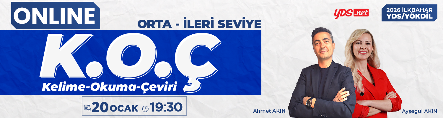 K.O.Ç GRUBU (ORTA - İLERİ SEVİYE) YDS & YÖKDİL İLKBAHAR 2026