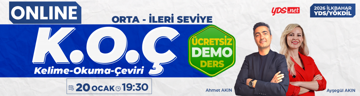 K.O.Ç GRUBU (ORTA - İLERİ SEVİYE) YDS & YÖKDİL İLKBAHAR 2026-DEMO