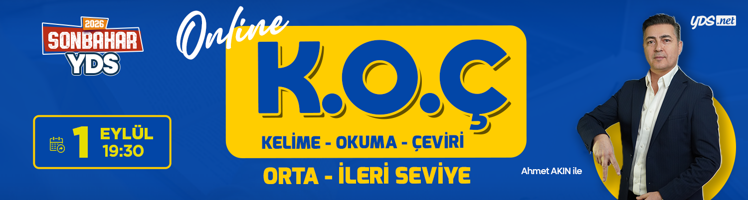 K.O.Ç GRUBU (ORTA - İLERİ SEVİYE) YDS & YÖKDİL SONBAHAR 2026